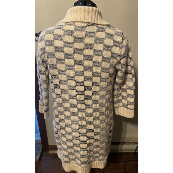 Urban Outfitters Ecote Cream Blue Wool Knit Drape Open Long Cardigan Wm Small*** - Picture 3 of 7